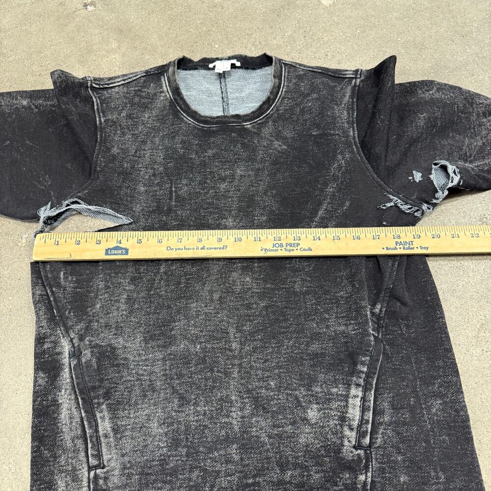 Helmut Lang Desginer Acid Wash Distressed Sweatshirt Dress Black Women Medium - Picture 7 of 8